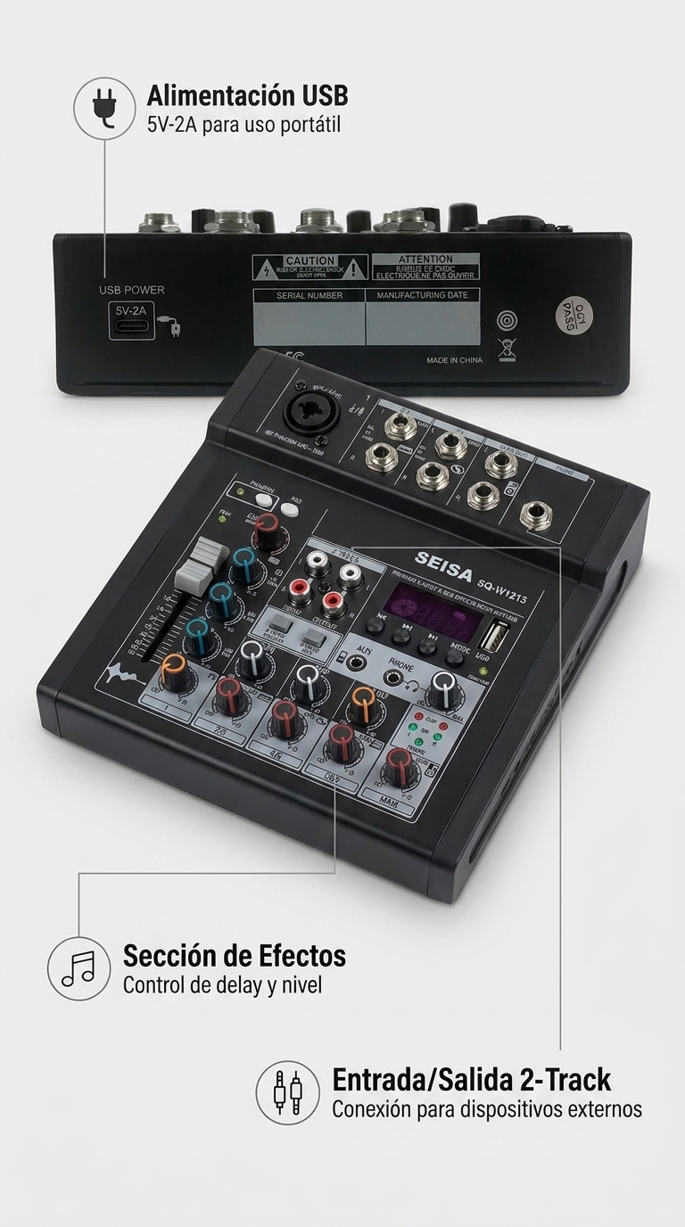 Pieza profesional con el contenido incluido con la consola mezcladora
