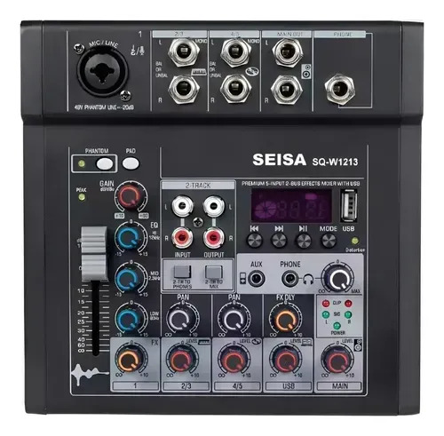 Foto original de catálogo de una consola mezcladora Seisa